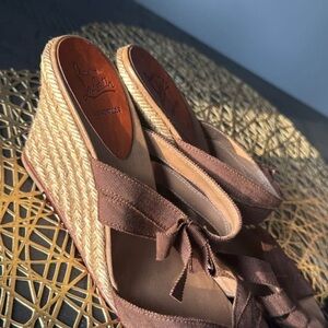 Christian Louboutin Brown Espadrille Wedges